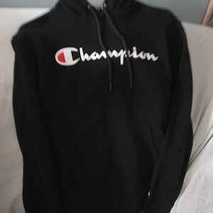 Champion Black Hoodie with Logo